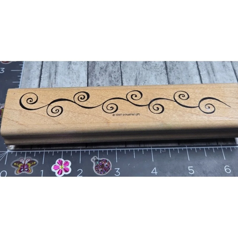Stampin' Up! Swirl Flourish Border 1997 Rubber Stamp Wood #D14